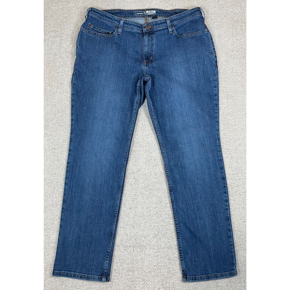 Carhartt Jeans Rugged Flex Relaxed Fit Women's 16 Blue Denim Medium Wash 105383